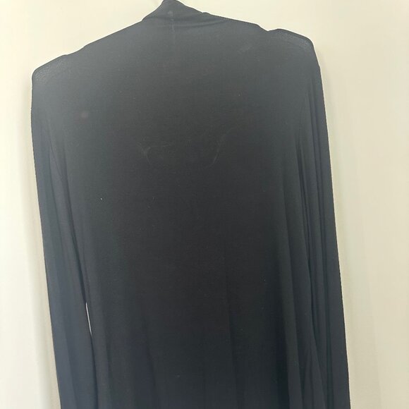 Anne Klein Black Lightweight Hooded Cardigan | Soft Knit Layering Top (Size L) - Picture 4 of 5
